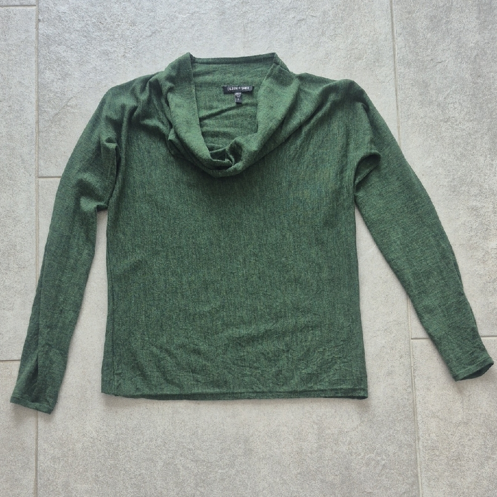 Eileen Fisher Forest Green Cowl Neck Sweater